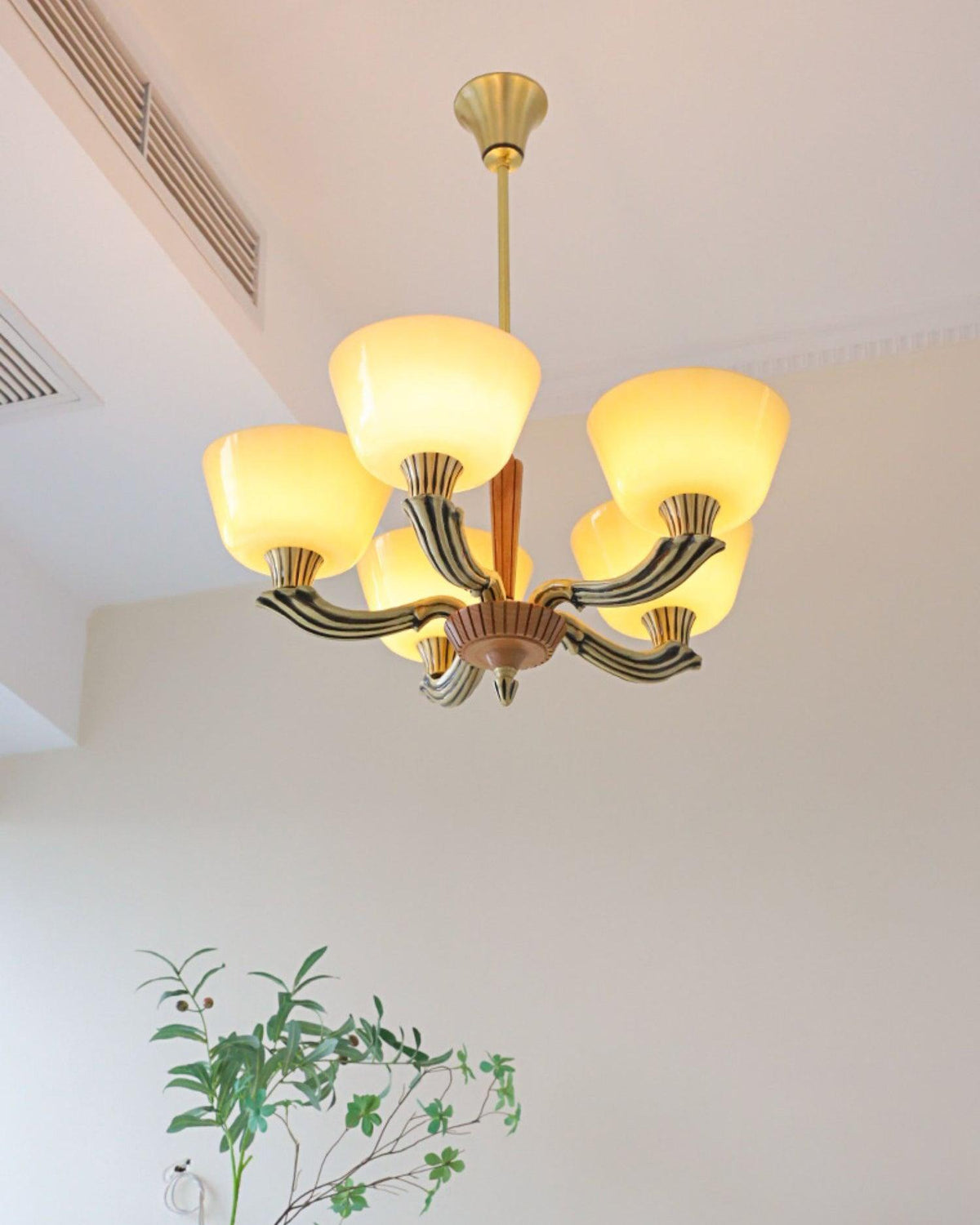 Ascher Modern Brass Glass Chandelier for Dining Room and Living Room