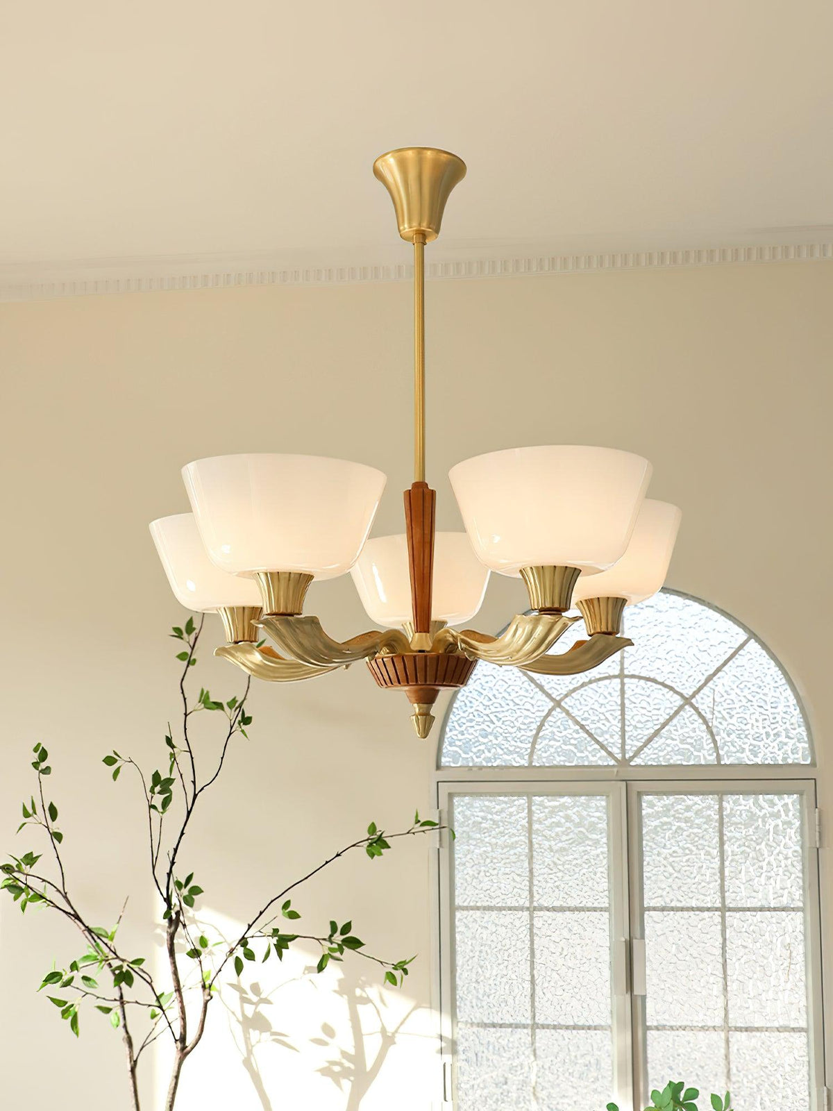 Ascher Modern Brass Glass Chandelier for Dining Room and Living Room