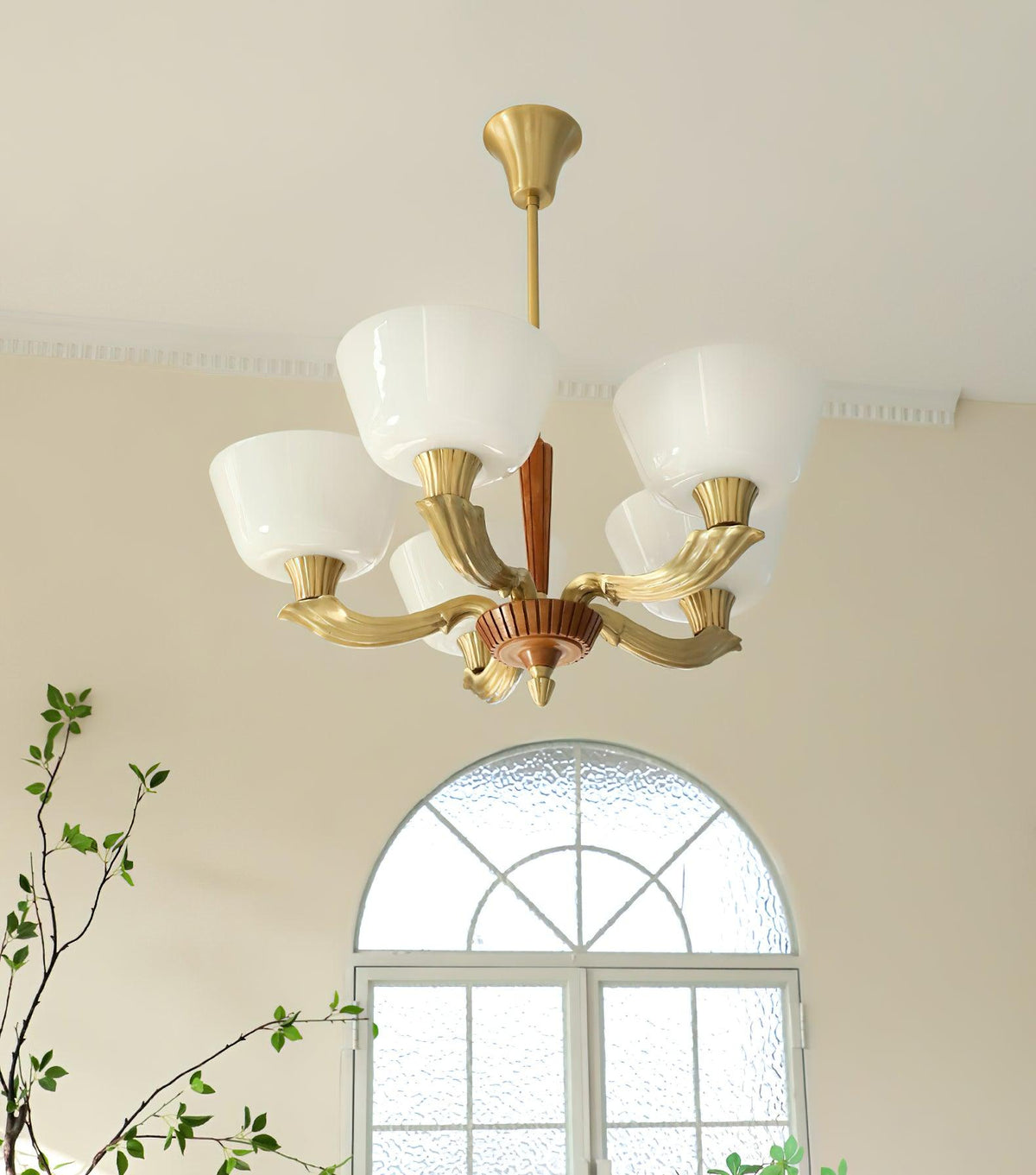 Ascher Modern Brass Glass Chandelier for Dining Room and Living Room