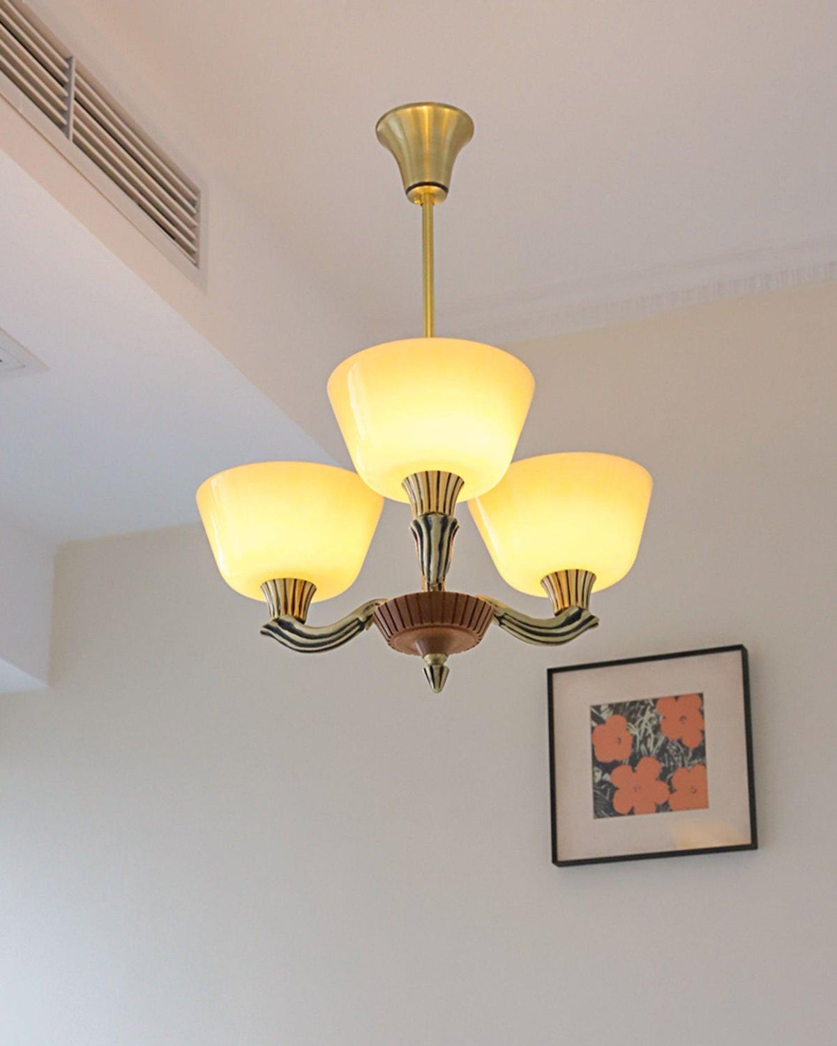 Ascher Modern Brass Glass Chandelier for Dining Room and Living Room
