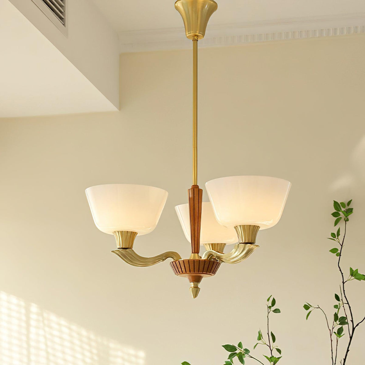Ascher Modern Brass Glass Chandelier for Dining Room and Living Room