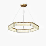 Asner Hexagonal LED Chandelier in Polished Brass and Glass