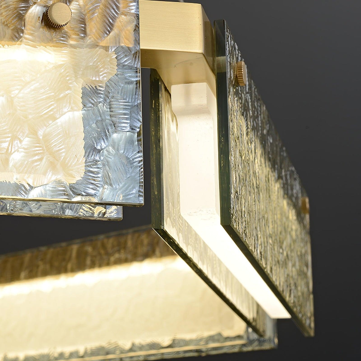 Asner Hexagonal LED Chandelier in Polished Brass and Glass