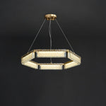 Asner Hexagonal LED Chandelier in Polished Brass and Glass