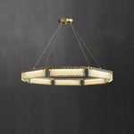 Asner Hexagonal LED Chandelier in Polished Brass and Glass