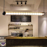 Linear Glass Chandelier with Integrated LED – Modern Kitchen Island Lighting