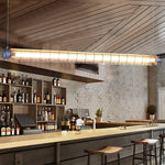 Linear Glass Chandelier with Integrated LED – Modern Kitchen Island Lighting