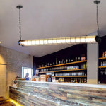 Linear Glass Chandelier with Integrated LED – Modern Kitchen Island Lighting