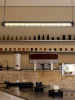Linear Glass Chandelier with Integrated LED – Modern Kitchen Island Lighting