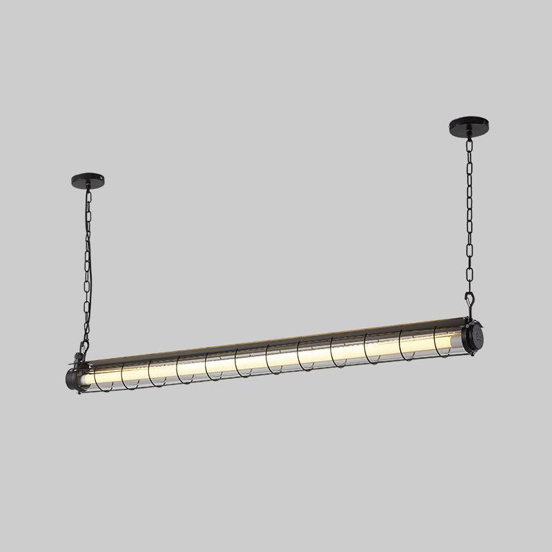 Linear Glass Chandelier with Integrated LED – Modern Kitchen Island Lighting