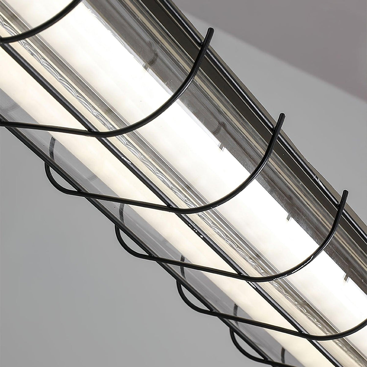 Linear Glass Chandelier with Integrated LED – Modern Kitchen Island Lighting