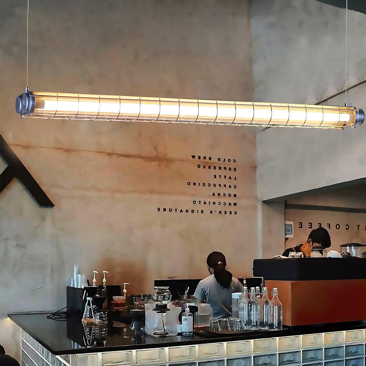 Linear Glass Chandelier with Integrated LED – Modern Kitchen Island Lighting