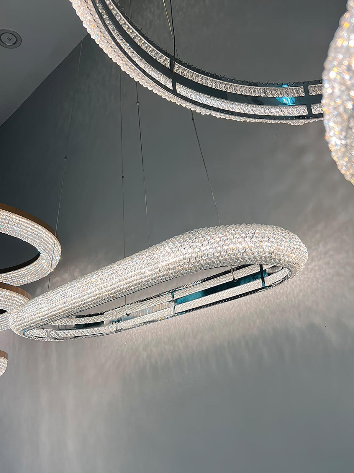 Asscher Ring Crystal LED Chandelier, Modern Luxury Ceiling Light