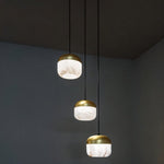 Asta Alabaster Pendant Light – Sculptural Gold Metal & Natural Stone Chandelier