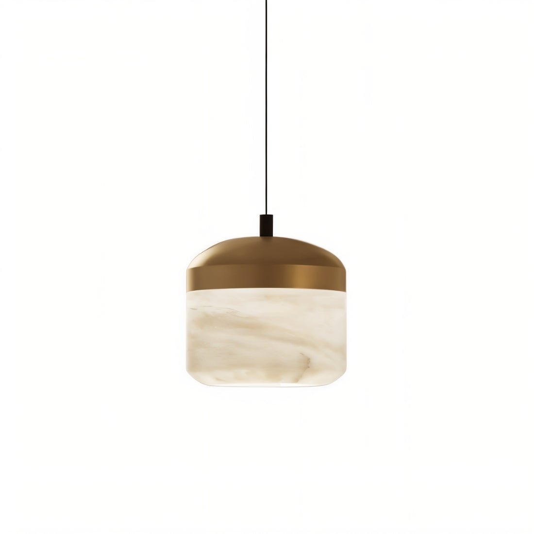 Asta Alabaster Pendant Light – Sculptural Gold Metal & Natural Stone Chandelier