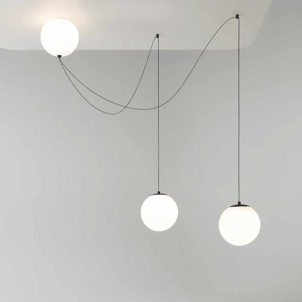 Asteris Multi-Globe Pendant Light – Opal Glass & Black Cord