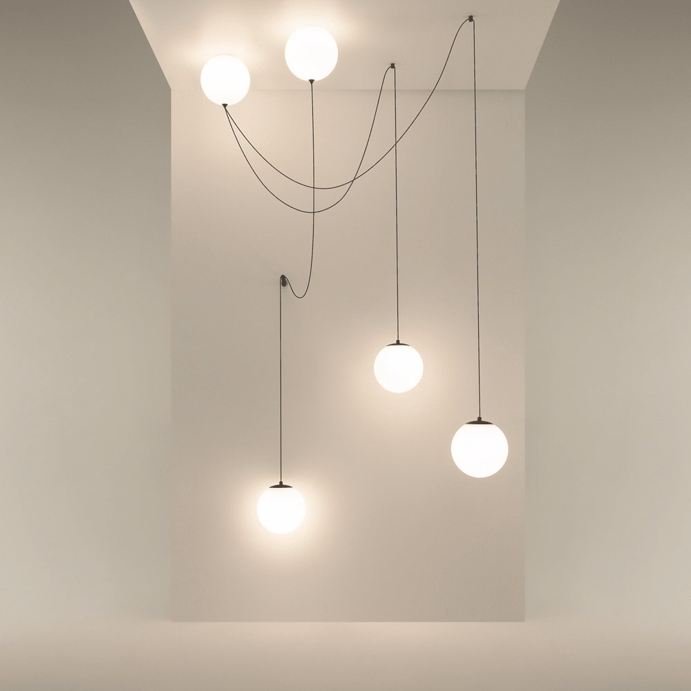 Asteris Multi-Globe Pendant Light – Opal Glass & Black Cord