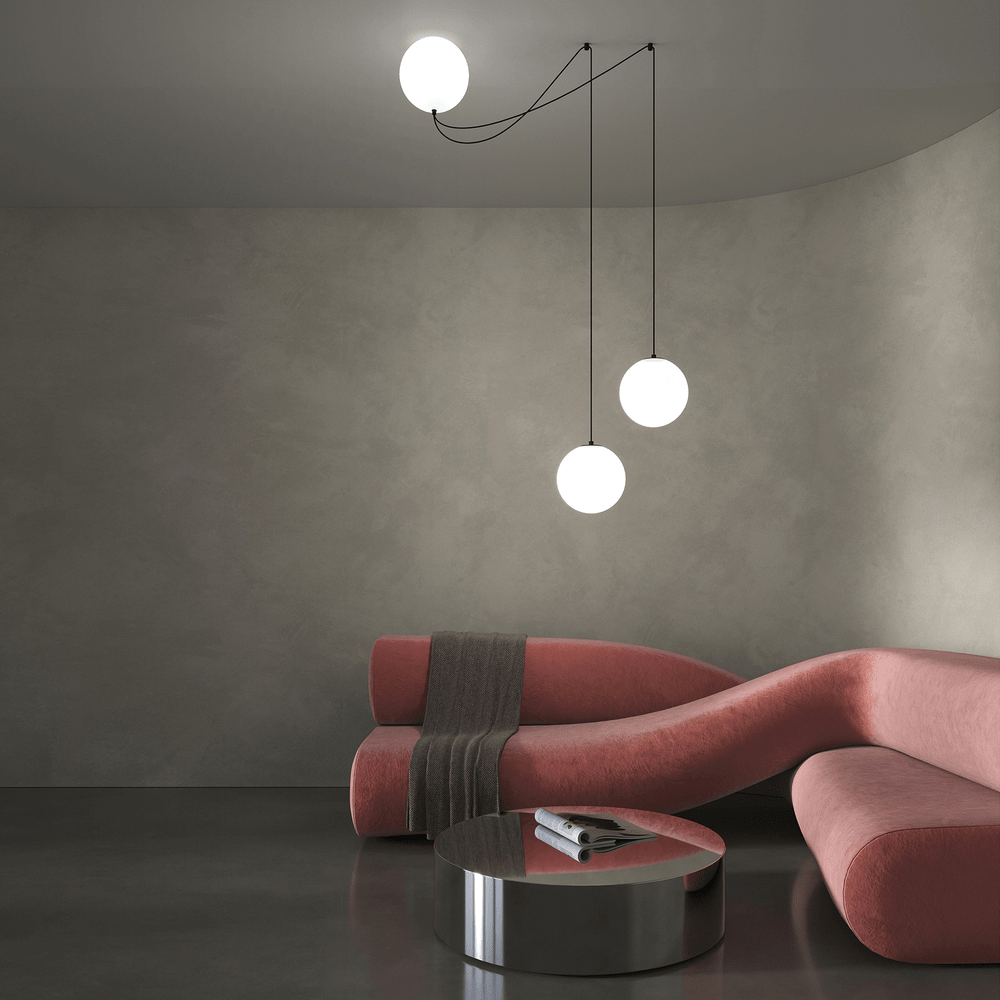 Asteris Multi-Globe Pendant Light – Opal Glass & Black Cord