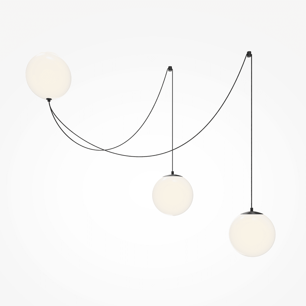 Asteris Multi-Globe Pendant Light – Opal Glass & Black Cord