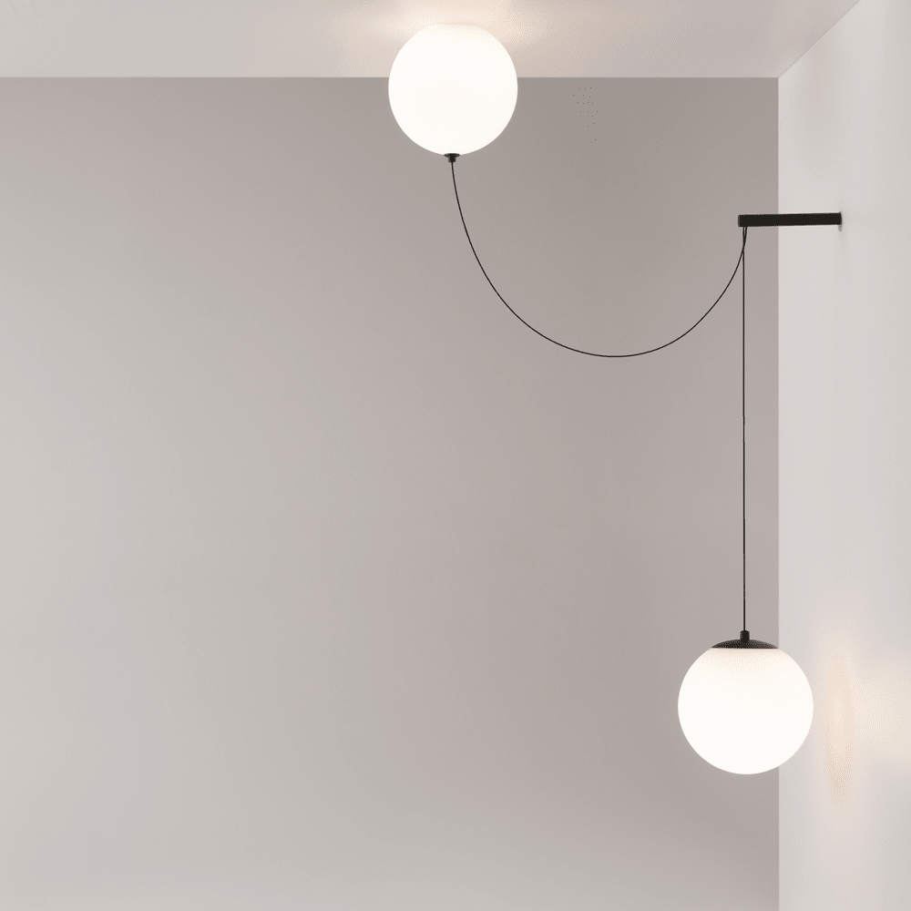 Asteris Multi-Globe Pendant Light – Opal Glass & Black Cord