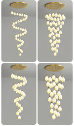 Astralis Bloom Staircase Chandelier – Modern Ceramic Petal Cascade in Gold