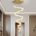 Astralis Bloom Staircase Chandelier – Modern Ceramic Petal Cascade in Gold