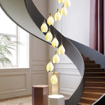 Astralis Bloom Staircase Chandelier – Modern Ceramic Petal Cascade in Gold