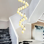 Astralis Bloom Staircase Chandelier – Modern Ceramic Petal Cascade in Gold