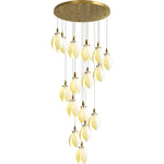 Astralis Bloom Staircase Chandelier – Modern Ceramic Petal Cascade in Gold