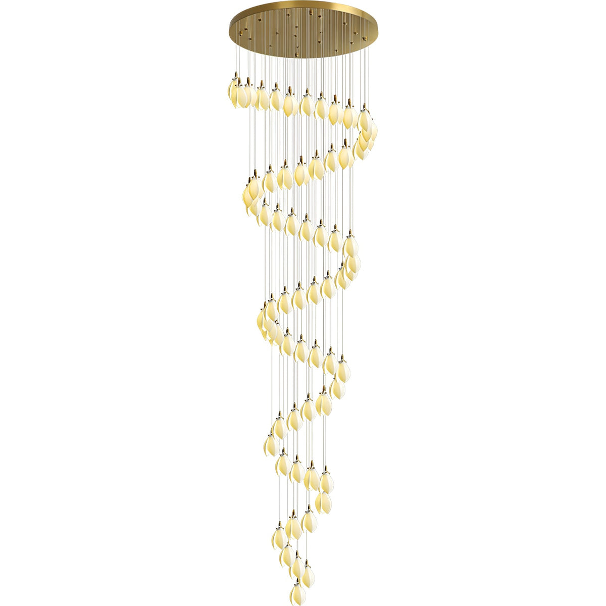 Astralis Bloom Staircase Chandelier – Modern Ceramic Petal Cascade in Gold