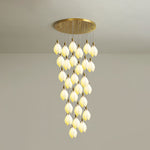 Astralis Bloom Staircase Chandelier – Modern Ceramic Petal Cascade in Gold
