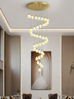 Astralis Bloom Staircase Chandelier – Modern Ceramic Petal Cascade in Gold