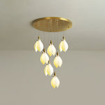 Astralis Bloom Staircase Chandelier – Modern Ceramic Petal Cascade in Gold