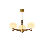 Astrid Bloom Mid-Century Modern Wood & Brass Chandelier with Glass Shades
