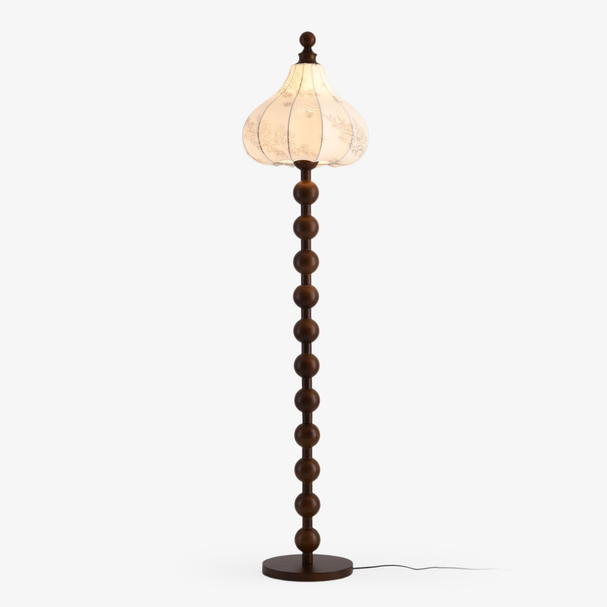 Astrid Sculptural Fabric Floor Lamp with Wood Bead Stem