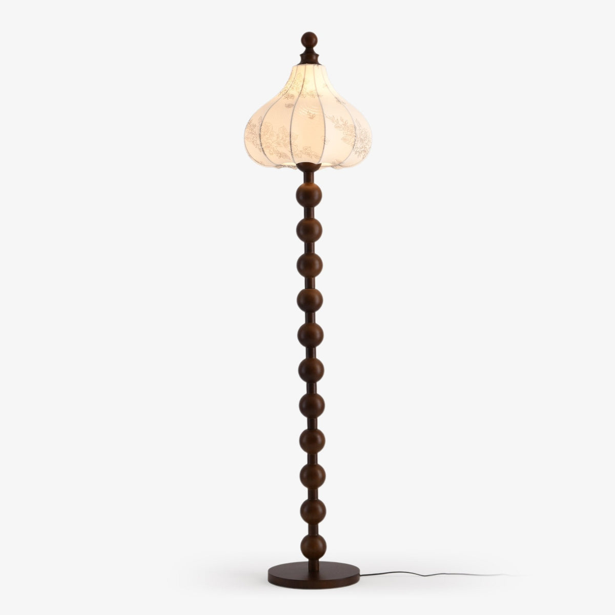 Astrid Sculptural Fabric Floor Lamp with Wood Bead Stem