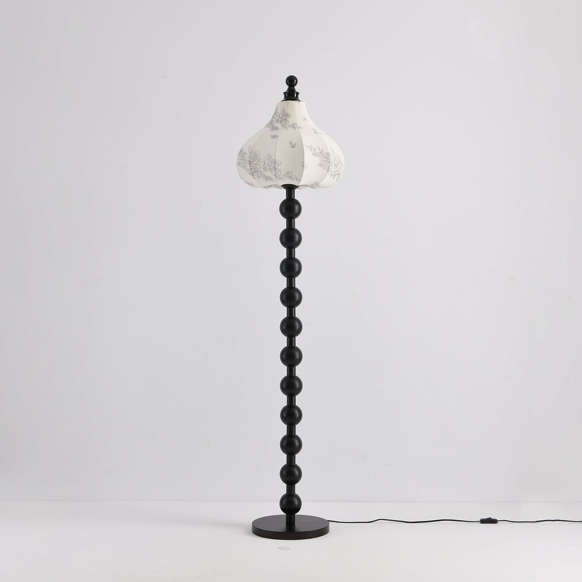 Astrid Sculptural Fabric Floor Lamp with Wood Bead Stem