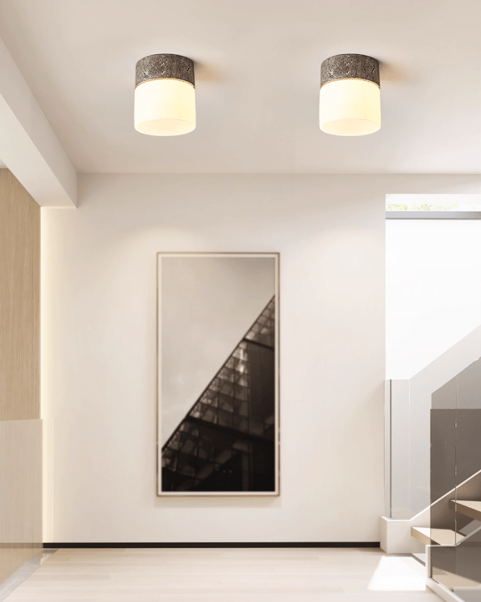 Astrid Travertine Ceiling Light – Natural Stone LED Flush Mount