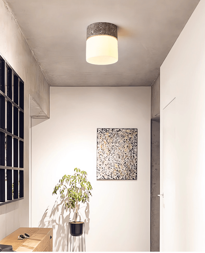 Astrid Travertine Ceiling Light – Natural Stone LED Flush Mount