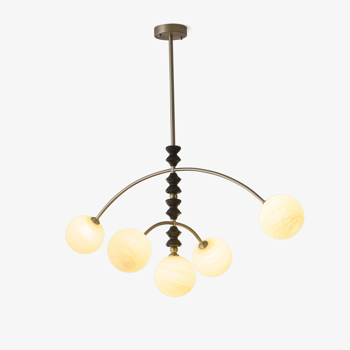 Astrium Arc Chandelier – Modern Glass & Wood Pendant Light