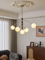 Astrium Arc Chandelier – Modern Glass & Wood Pendant Light