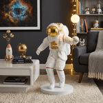 Astronaut Sculpture Floor Lamp with Glowing Orb for Modern Interiors