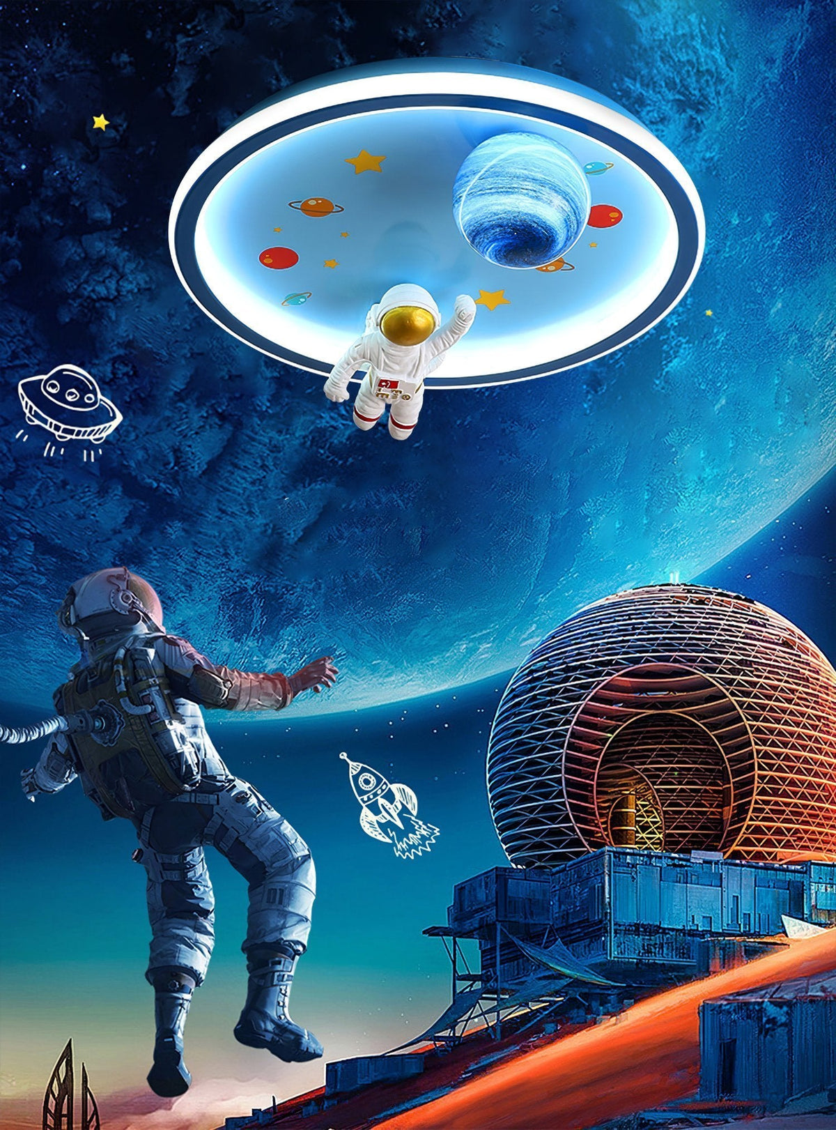Astronaut Planet Ceiling Lamp