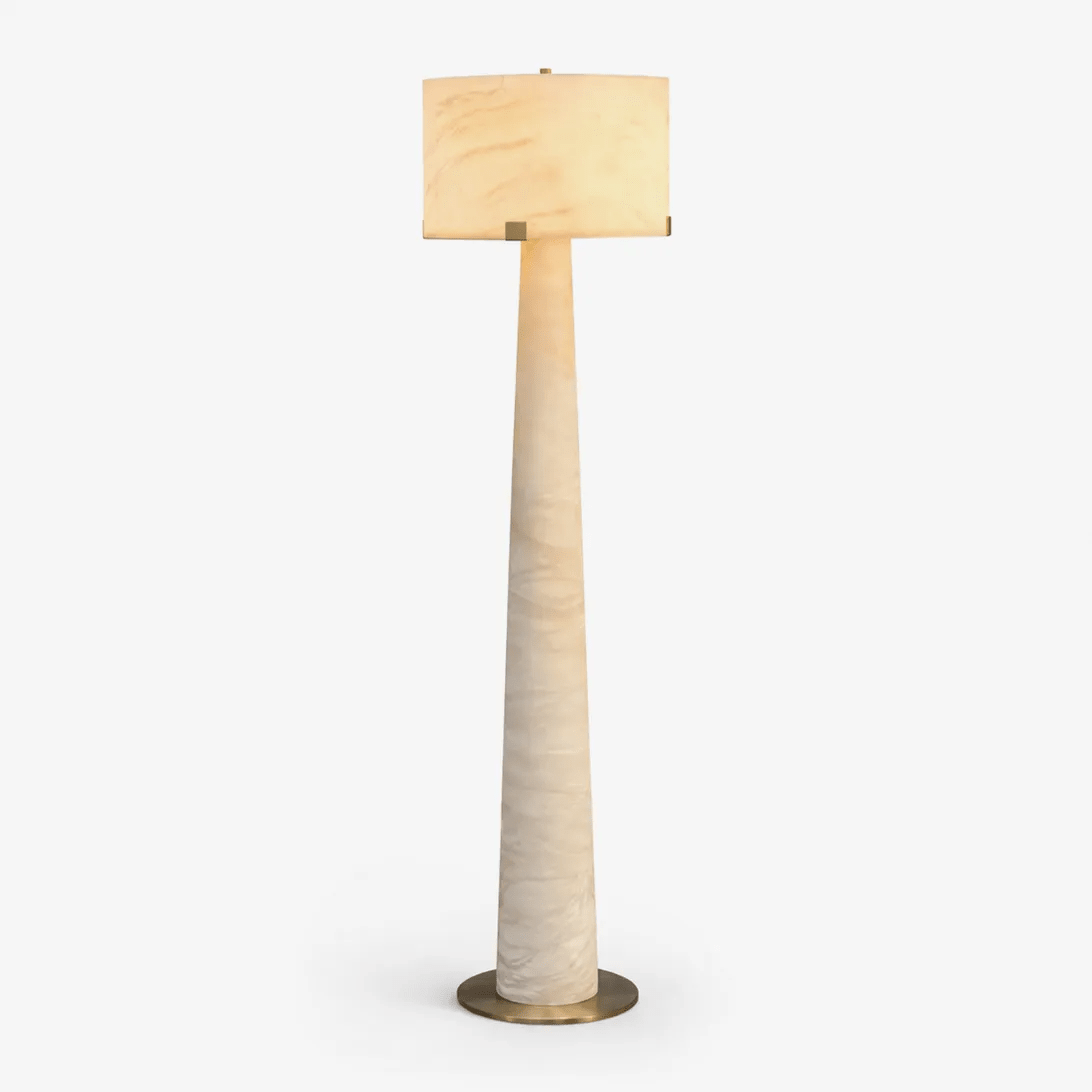 Aterion Alabaster Floor Lamp – Solid Stone & Brass Standing Light