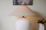 Aterra Ceramic Table Lamp – Minimalist White & Linen Designer Lamp