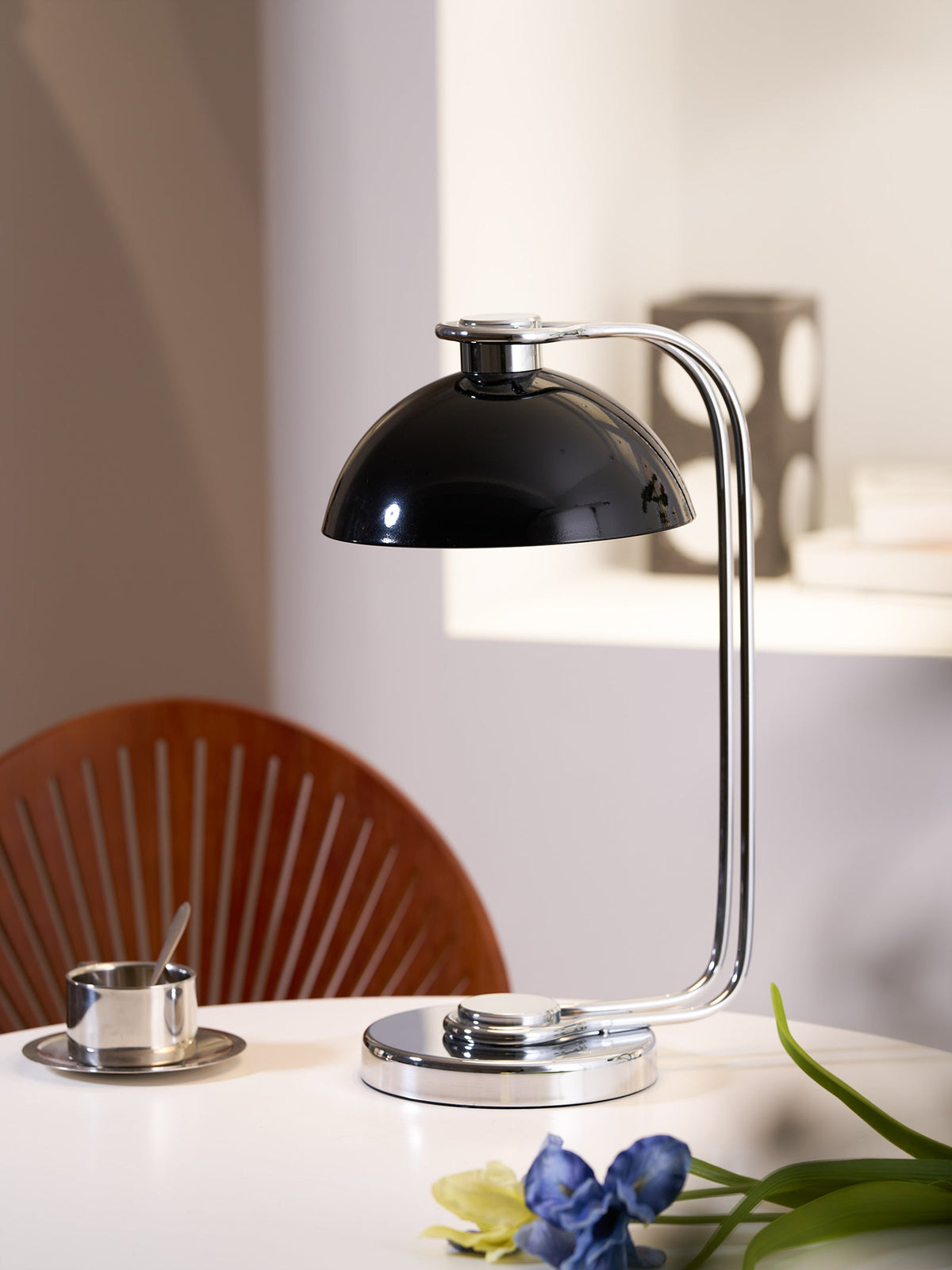 Domex Modern Desk Lamp with Chrome Accents and Integrated LED