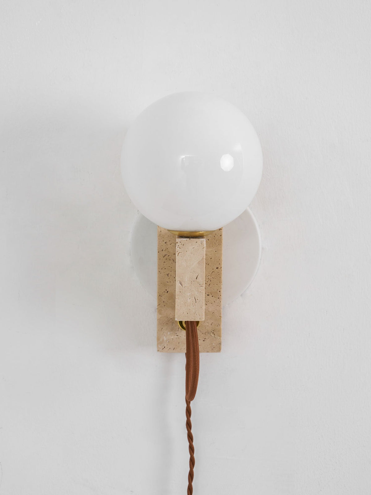 Atlas Globe Wall Sconce in Travertine and Opal Glass