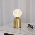 Atlas Portable Brass LED Table Lamp with Diamond-Cut Acrylic Shade