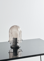 Aura Fluted Glass Table Lamp with Metal Base for Modern Interiors