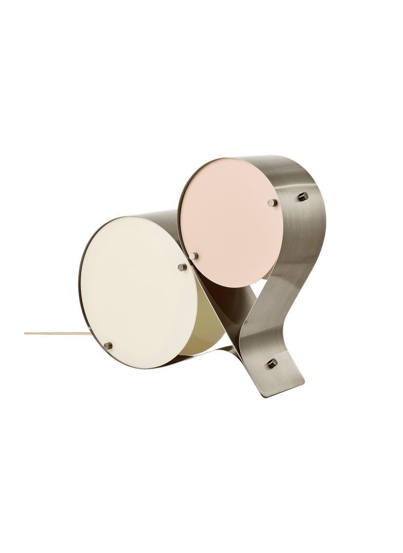 Duet Disc Modern LED Table Lamp with Dual Acrylic Shades, Nickel Finish